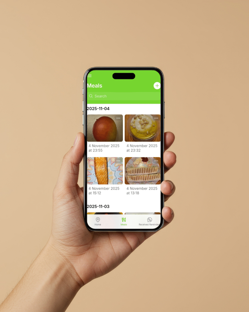 beige minimalist hand holding phone mockup instagram post